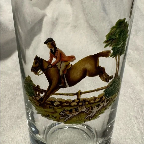 Equestrian Themed Glass Tumblers Set of 4 - Picture 3 of 3